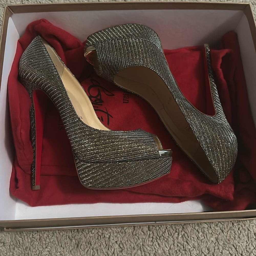 Christian Louboutin Lady Peep 150 Glitter Chain/Specchi